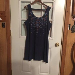 Sz 1X NWOT MUD Navy Aztec Dress